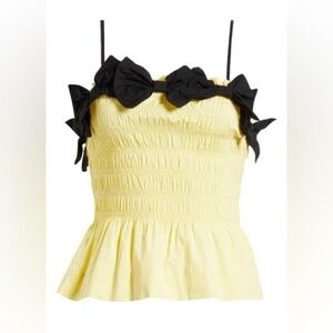 Damson Madder Bea Bow Cotton Peplum Camisole Butter Yellow Spring  US 12 UK 16